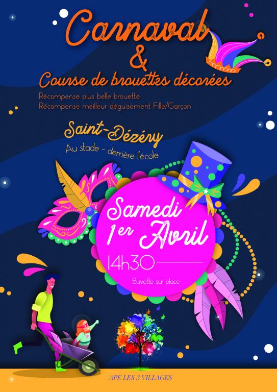 Carnaval et course de brouettes samedi 1er avril 2023 au stade de Saint-Dézéry